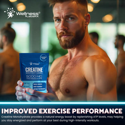 Creatine Gummies 5000mg, 30 Servings Creatine Monohydrate Gummies - Third-Party Tested Creatine for Women, Strawberry Flavor Creatine for Men, Muscle Growth, - Maple Wellness Supplements