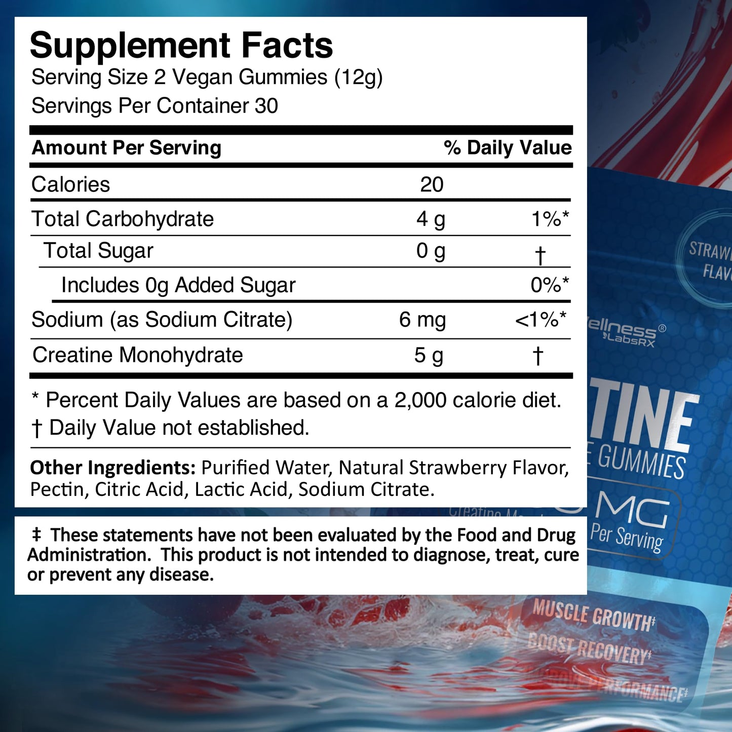 Creatine Gummies 5000mg, 30 Servings Creatine Monohydrate Gummies - Third-Party Tested Creatine for Women, Strawberry Flavor Creatine for Men, Muscle Growth, - Maple Wellness Supplements