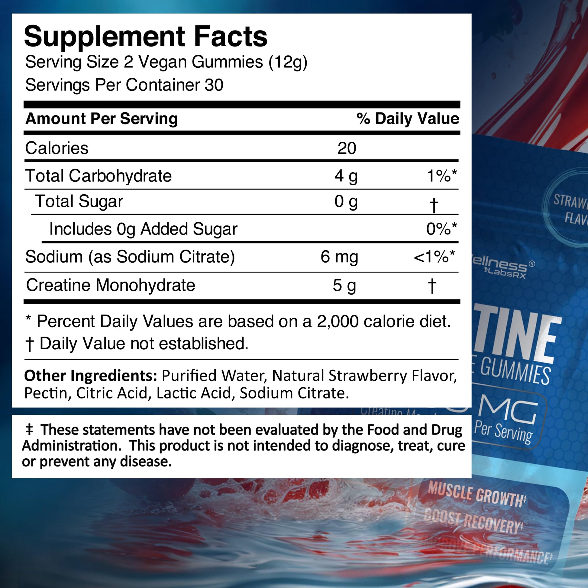 Creatine Gummies 5000mg, 30 Servings Creatine Monohydrate Gummies - Third-Party Tested Creatine for Women, Strawberry Flavor Creatine for Men, Muscle Growth, - Maple Wellness Supplements