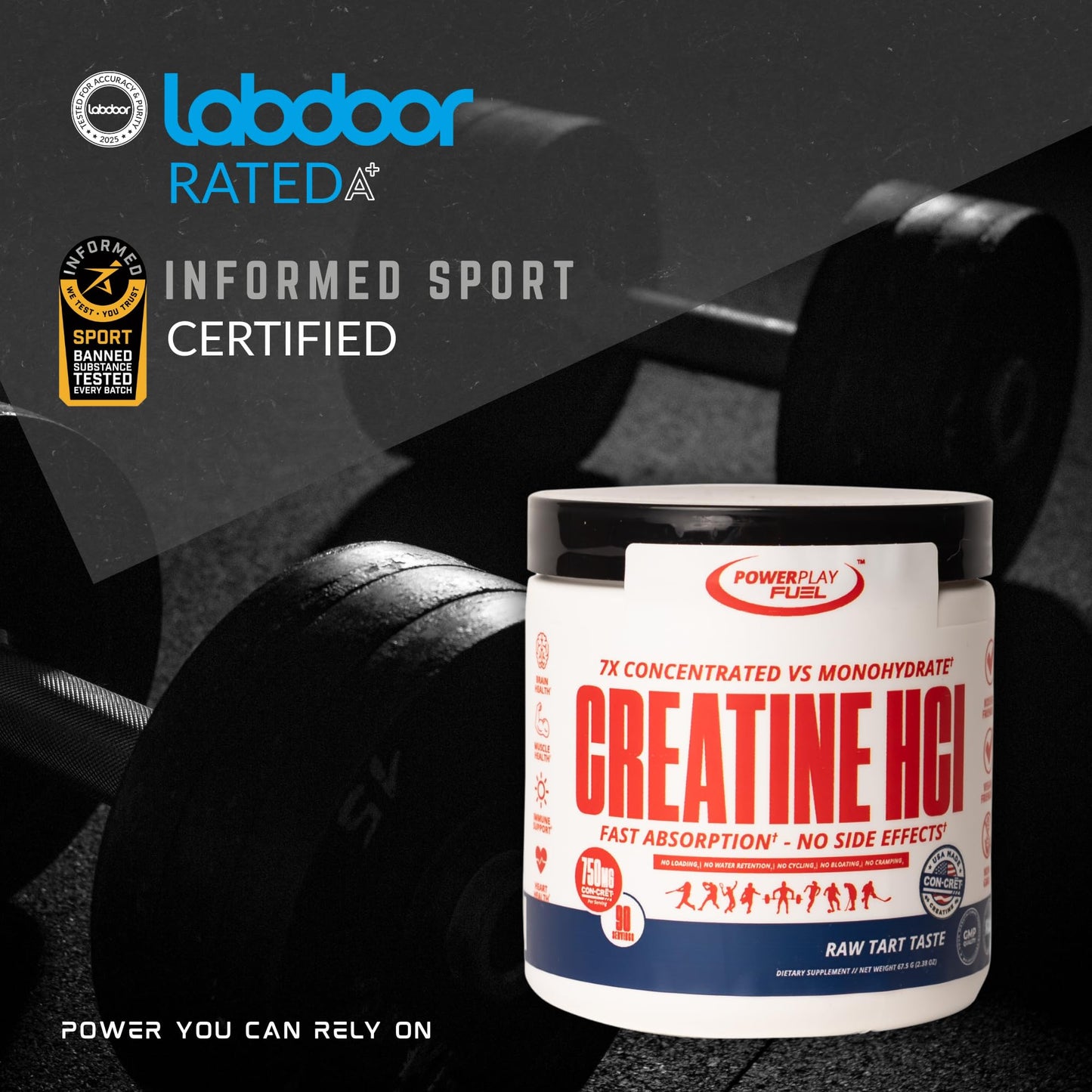 CREATINE HCl Powder for Men and Women, Muscle Strength, Brain Performance, Heart Health & Immune Support - Raw Tart Taste, 90 Servings - Maple Wellness Supplements