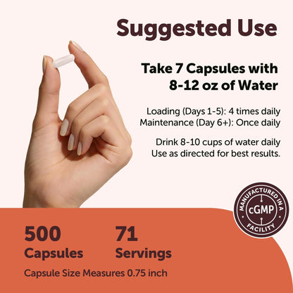 Creatine Monohydrate 5,000mg, 500 Capsules | Pure Creatine Pills – Micronized + Unflavored Powder Source, Easy Absorption | Keto, Non-GMO - Maple Wellness Supplements