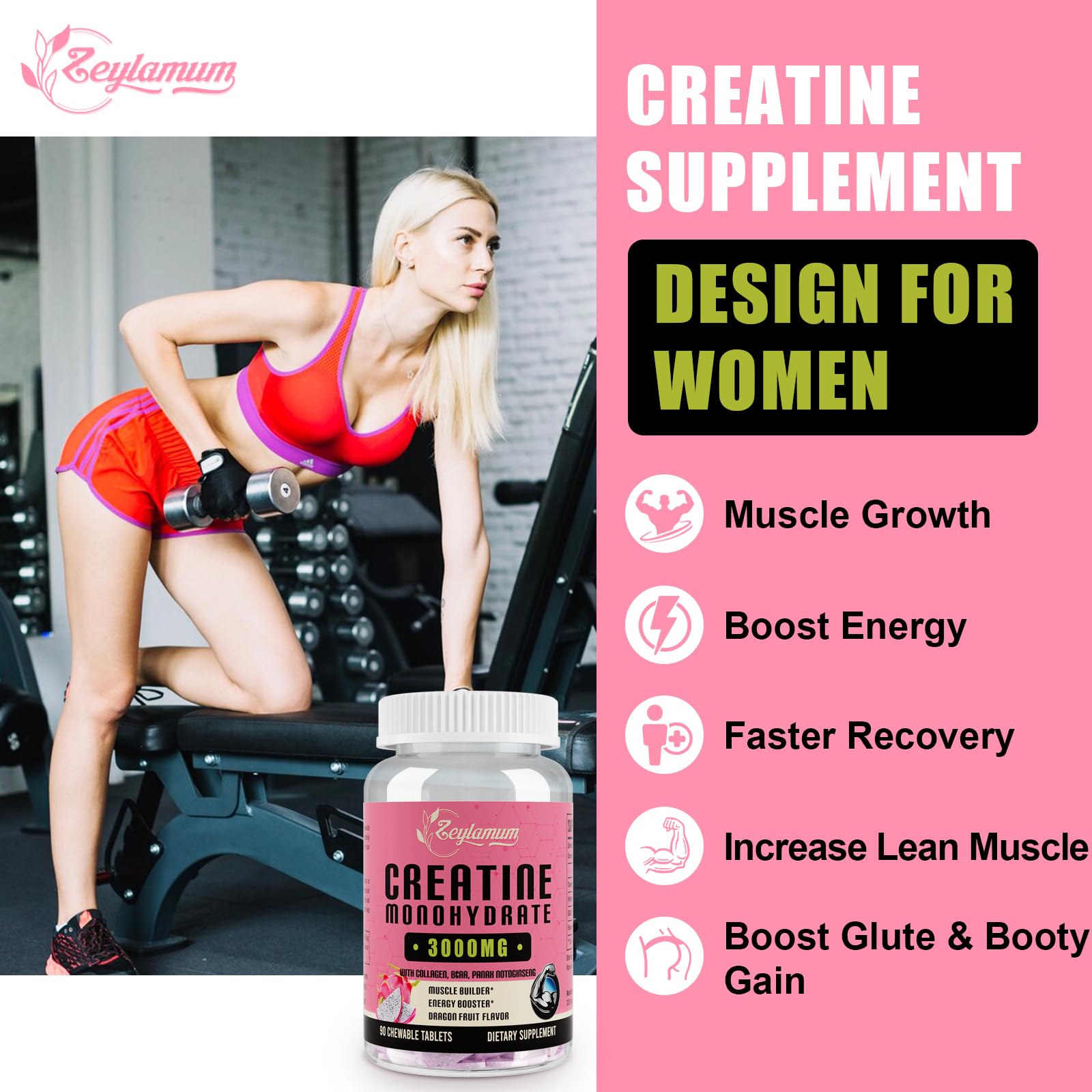 Creatine Monohydrate for Women, Creatine Supplement 3000mg, with Hydrolyzed - Maple Wellness Supplements