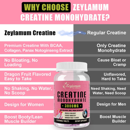 Creatine Monohydrate for Women, Creatine Supplement 3000mg, with Hydrolyzed - Maple Wellness Supplements