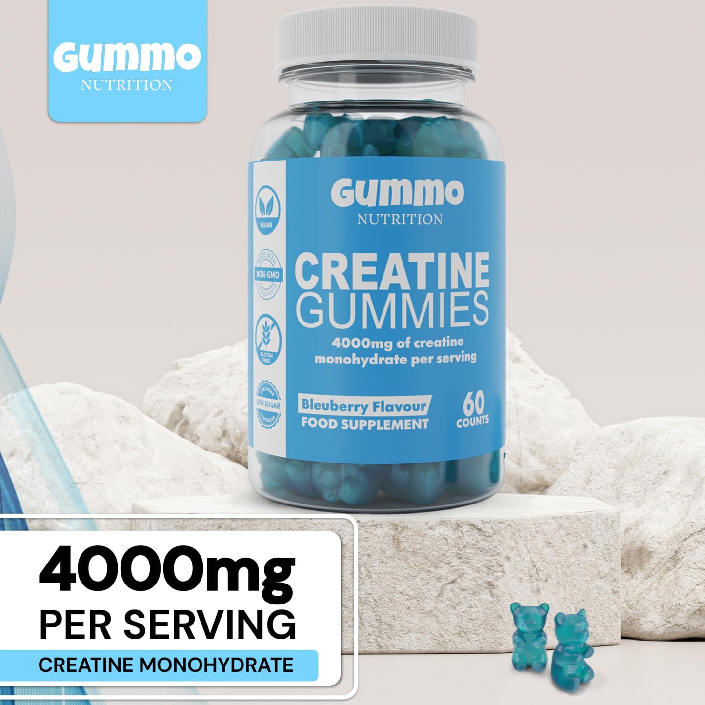 Creatine Monohydrate Gummies 4000mg for Men & Women - 60 Chewable Creatine - Maple Wellness Supplements