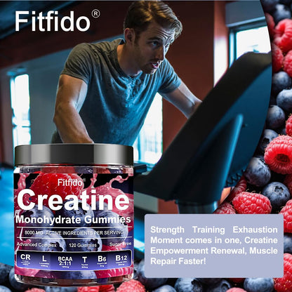 Creatine Monohydrate Gummies Complex 8000mg for Men and Women, Containing L-carnitine & Taurine, Build Muscle, Boost Energy, Faster Recovery, Sugar Free & Vegan - Maple Wellness Supplements