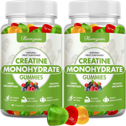 Creatine Monohydrate Gummies - Pre-Workout Creatine for Women Men, Enhanced Muscle Strength, Boost Focus and Endurance, Muscle Builder,Complex L-Taurine + Vitamin B12,Vegan, Gluten-Free 160 Count - Maple Wellness Supplements
