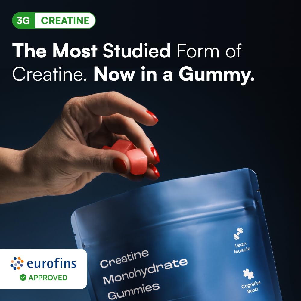 Creatine Monohydrate Gummies - Supports Muscle Growth, Recovery & Brain Function - Convenient & Easy to Take - Great Tasting Watermelon Flavor - Maple Wellness Supplements