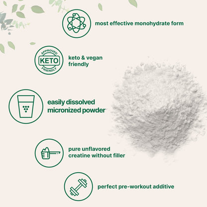 Creatine Monohydrate Powder 1 kg (2.2 Lbs), 5000mg Per Serv, Micronized Creatine Powder, Unflavored, Pure, No Filler, Keto & Vegan Friendly, Easy Dissolve Pre Workout Creatine for Women and Men - Maple Wellness Supplements
