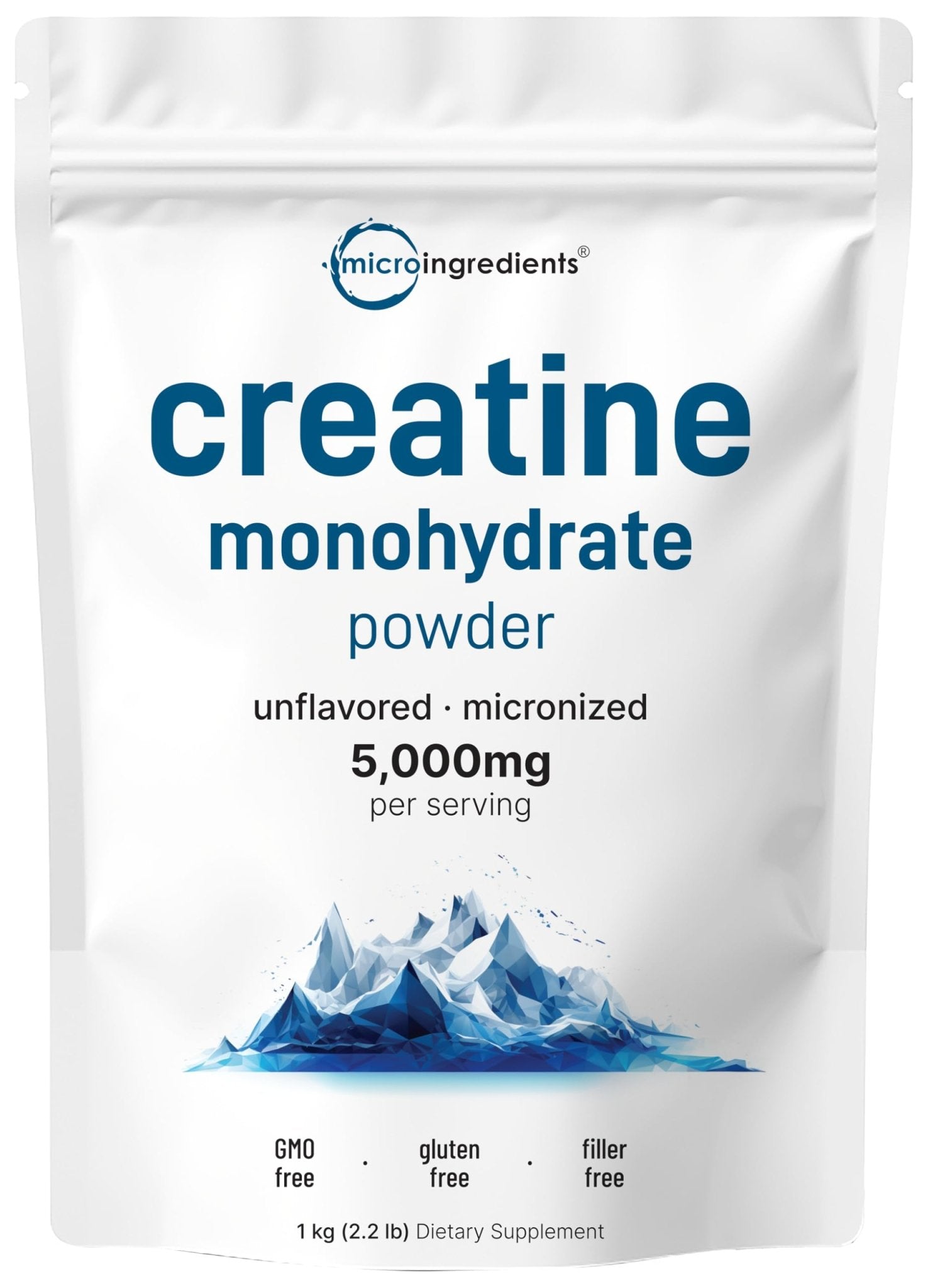 Creatine Monohydrate Powder 1 kg (2.2 Lbs), 5000mg Per Serv, Micronized Creatine Powder, Unflavored, Pure, No Filler, Keto & Vegan Friendly, Easy Dissolve Pre Workout Creatine for Women and Men - Maple Wellness Supplements