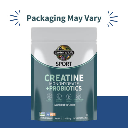 Creatine Monohydrate Powder for Women and Men by Garden of Life, Micronized Pre Workout with Probiotics for Muscle, Strength, Performance, Sport Amino Energy, - Maple Wellness Supplements