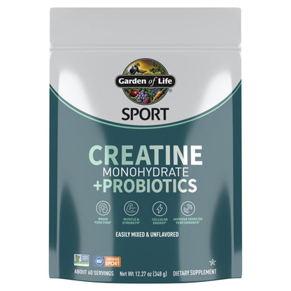Creatine Monohydrate Powder for Women and Men by Garden of Life, Micronized Pre Workout with Probiotics for Muscle, Strength, Performance, Sport Amino Energy, - Maple Wellness Supplements