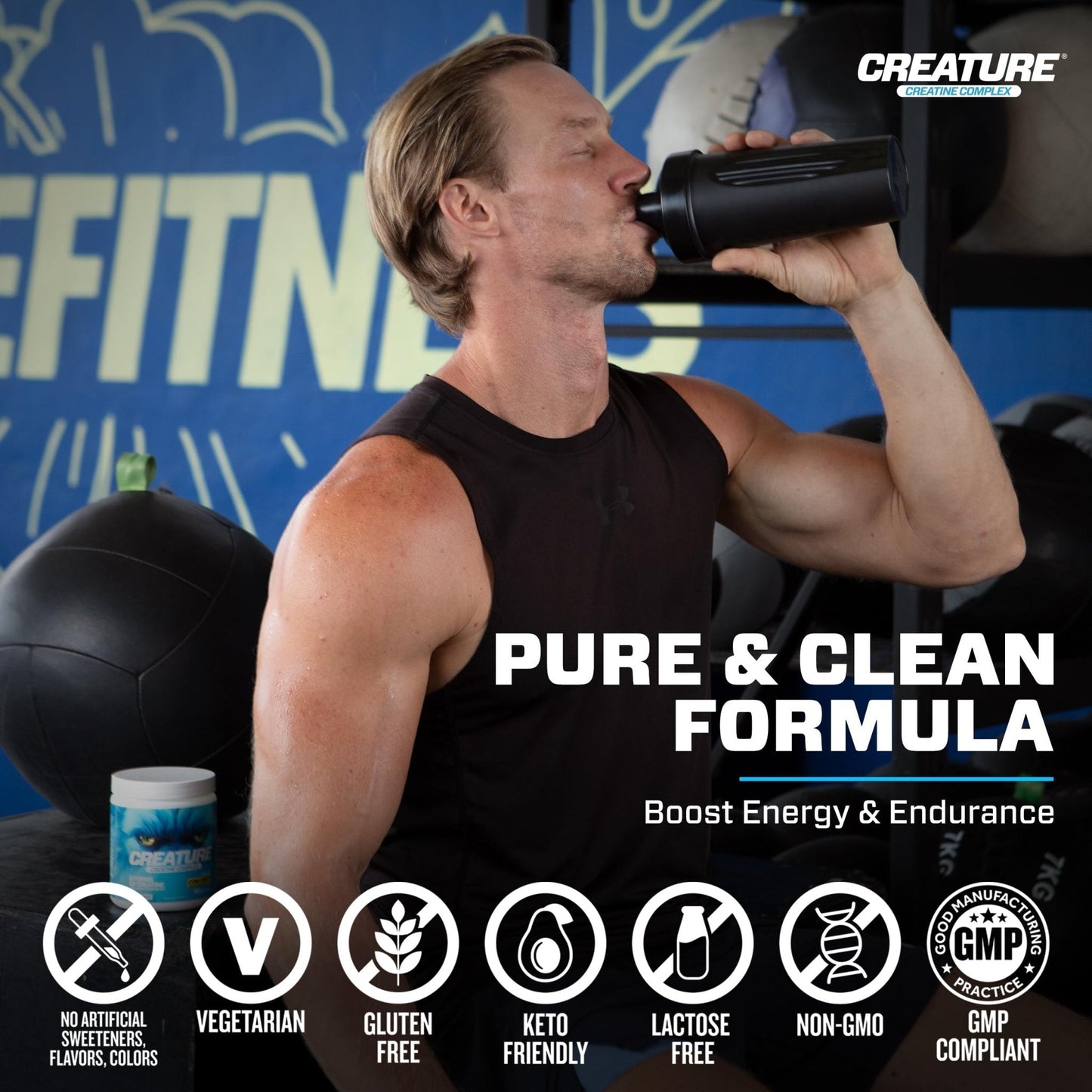 CREATURE® Creatine Complex - Creatine Monohydrate Powder with 5 Types of Creatine Including Con-Crēt® Creatine HCL, Promotes Muscle, Strength, Endurance, Brain Health, Unflavored, 300g 60 Servings - Maple Wellness Supplements