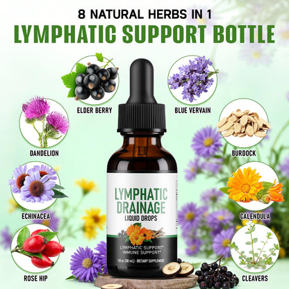 Crobirware Lymphatic Drainage Drops - Herbal Lymph System Cleanse & Immune Support - Liquid with Echinacea, Elderberry, Ginger & Burdock Root - Vegan, Alcohol-Free, 1oz - Maple Wellness Supplements