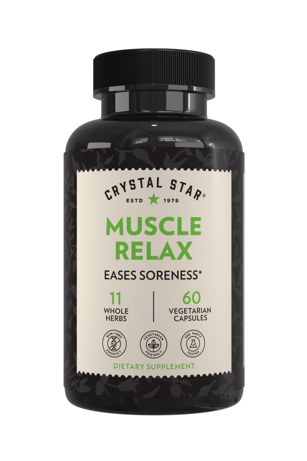 Crystal Star Muscle Relax (60 Capsules) – Herbal Relief from Sore Muscles, Cramps & Spasms – Valerian Root, Jamaica Dogwood & Cramp Bark - Non-GMO - Maple Wellness Supplements