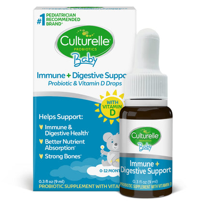 Culturelle Baby Probiotic Drops + Vitamin D, Immune & Digestive Health Support for Babies, Infants & Newborns 0-12 Months - Maple Wellness Supplements
