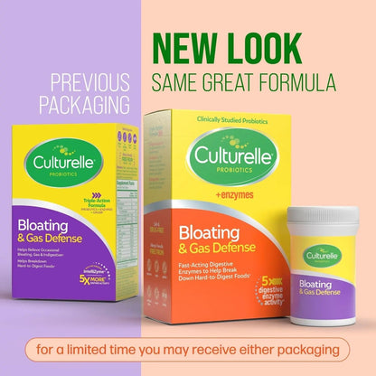Culturelle Bloating & Gas Defense, Digestive Enzymes & Probiotics for Digestive Health, 30 Capsules, Supports Occasional Indigestion & Discomfort - Maple Wellness Supplements