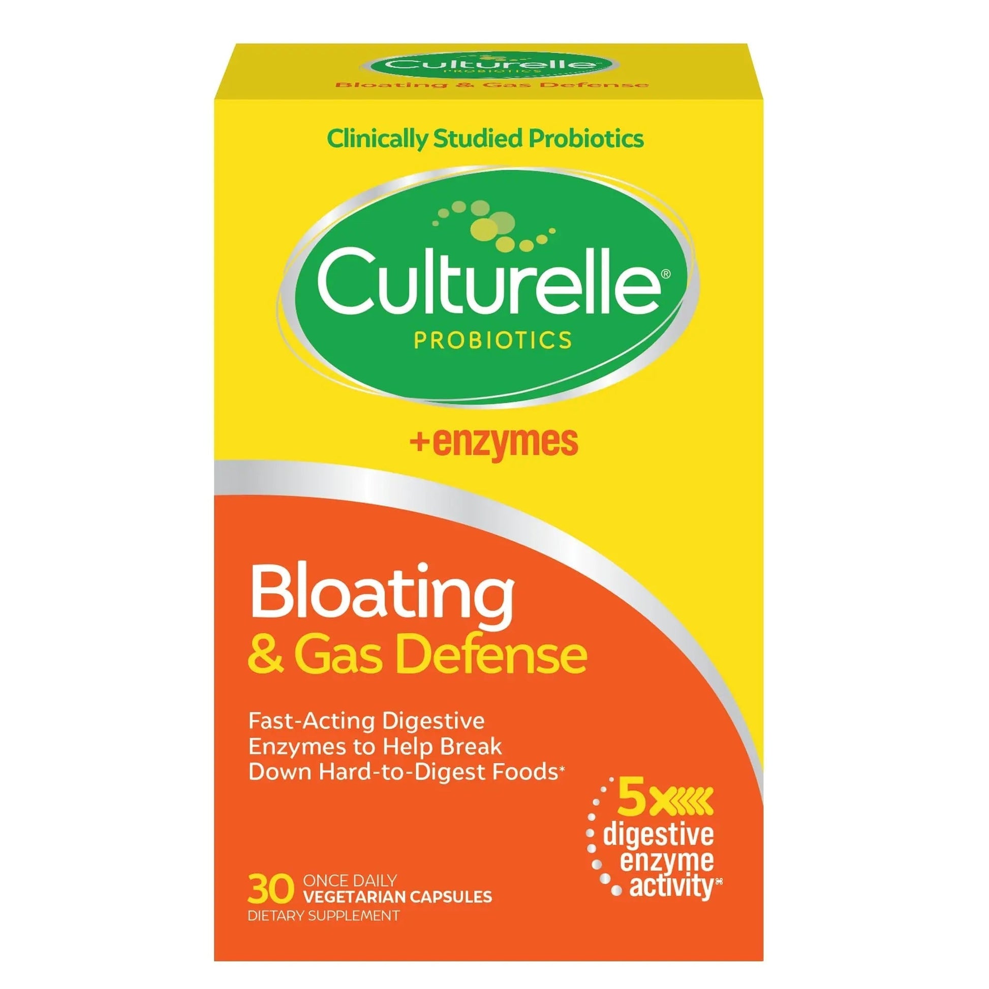 Culturelle Bloating & Gas Defense, Digestive Enzymes & Probiotics for Digestive Health, 30 Capsules, Supports Occasional Indigestion & Discomfort - Maple Wellness Supplements