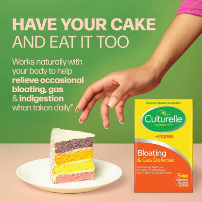 Culturelle Bloating & Gas Defense, Digestive Enzymes & Probiotics for Digestive Health, 30 Capsules, Supports Occasional Indigestion & Discomfort - Maple Wellness Supplements