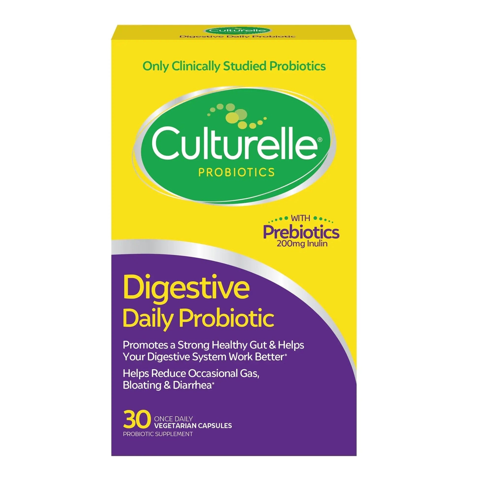 Culturelle Daily Probiotic Capsules For Men & Women, Most Clinically Studied Probiotic Strain, Digestive & Gut Health, Supports Occasional Diarrhea, Gas & Bloating, 1 Month Supply, 30 CT - Maple Wellness Supplements