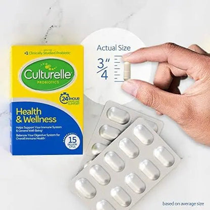 Culturelle Health & Wellness Daily Probiotic Supplement For Men & Women, Helps Support Your Immune System, Occasional Diarrhea, Gas & Bloating, 15 Billion CFUs, Non-GMO, 50 Count - Maple Wellness Supplements