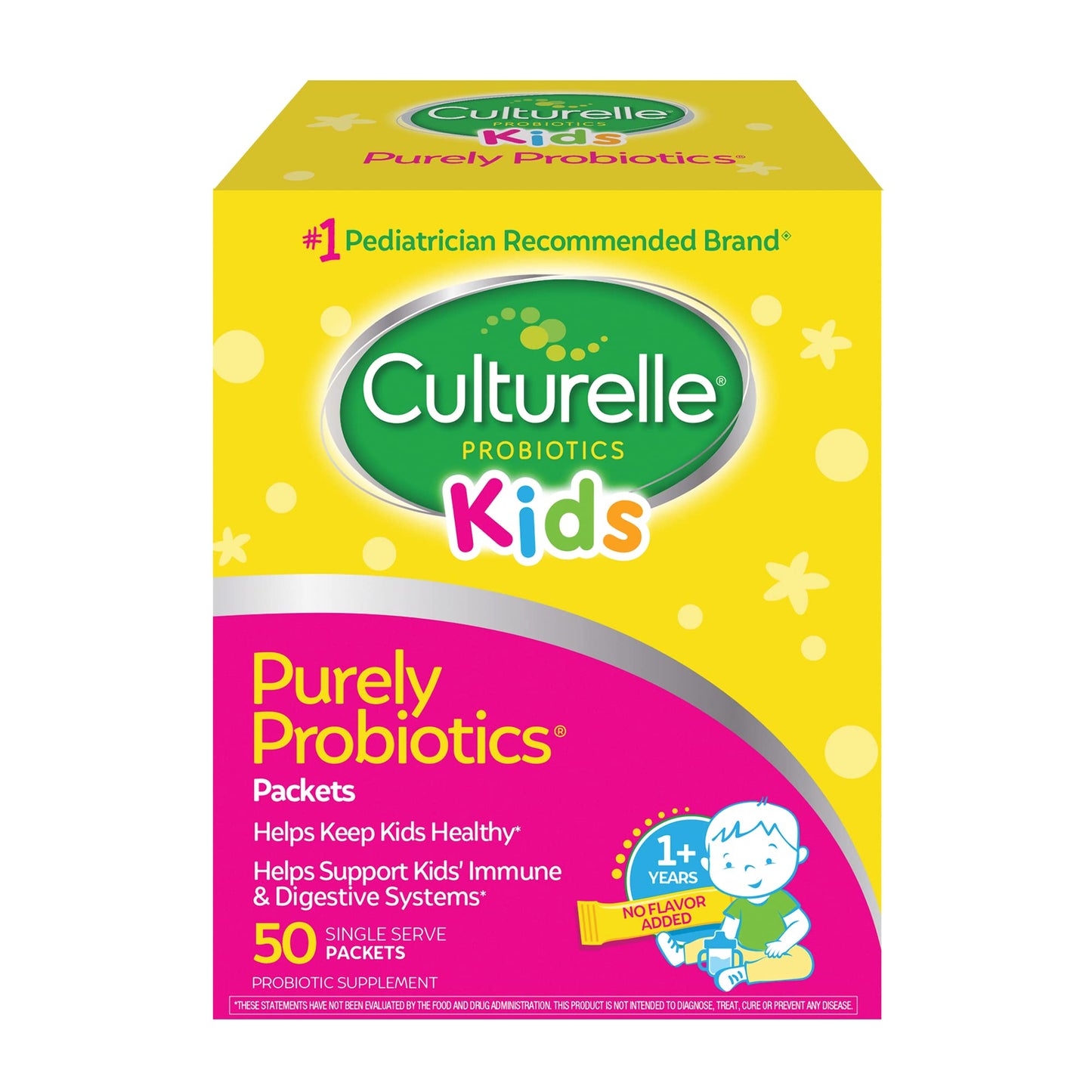 Culturelle Kids Daily Probiotic Packets for Kids, (Ages 3+) - 50 Count – From the 1 Pediatrician-Recommended Brand – Flavorless Daily Probiotics - Maple Wellness Supplements