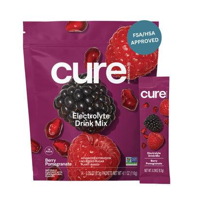 Cure Hydration | Plant-Based Electrolyte Drink Mix | No Added Sugar | FSA-HSA | Dehydration Relief Powder Made with Coconut Water | Non-GMO | Vegan - Maple Wellness Supplements