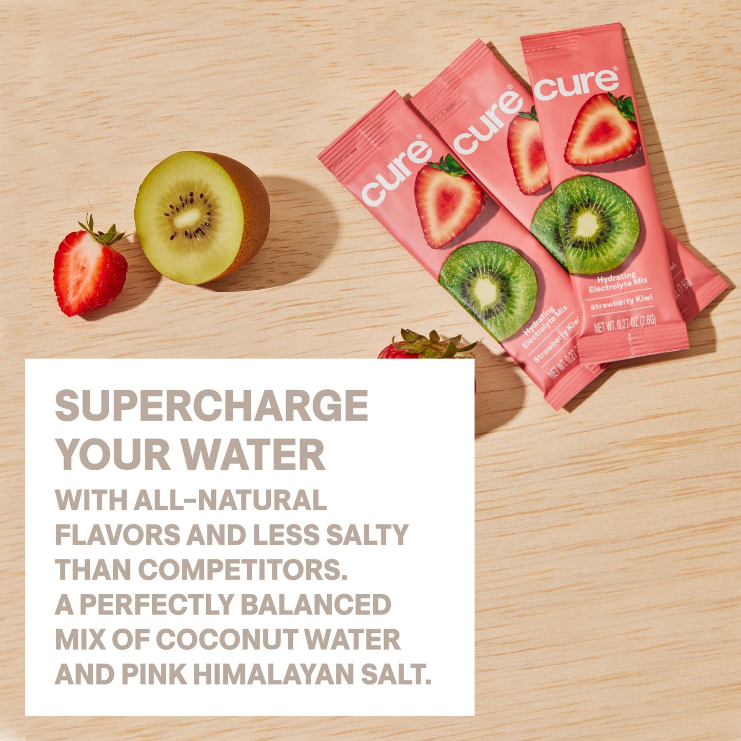 Cure Hydration | Plant-Based Electrolyte Drink Mix | No Added Sugar | FSA-HSA | Dehydration Relief Powder Made with Coconut Water | Non-GMO | Vegan | 28 Servings Jar - Strawberry Kiwi - Maple Wellness Supplements