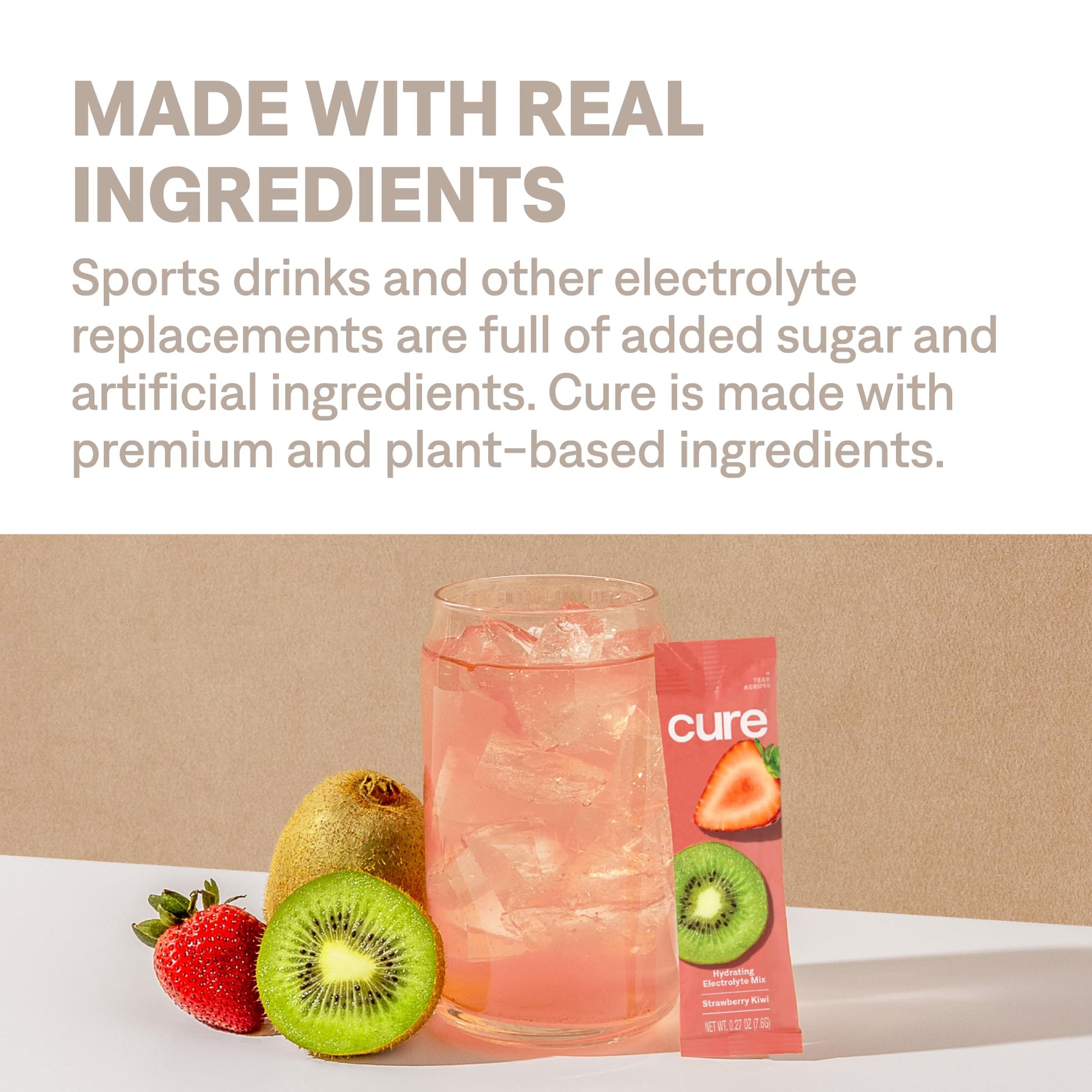 Cure Hydration | Plant-Based Electrolyte Drink Mix | No Added Sugar | FSA-HSA | Dehydration Relief Powder Made with Coconut Water | Non-GMO | Vegan | 28 Servings Jar - Strawberry Kiwi - Maple Wellness Supplements