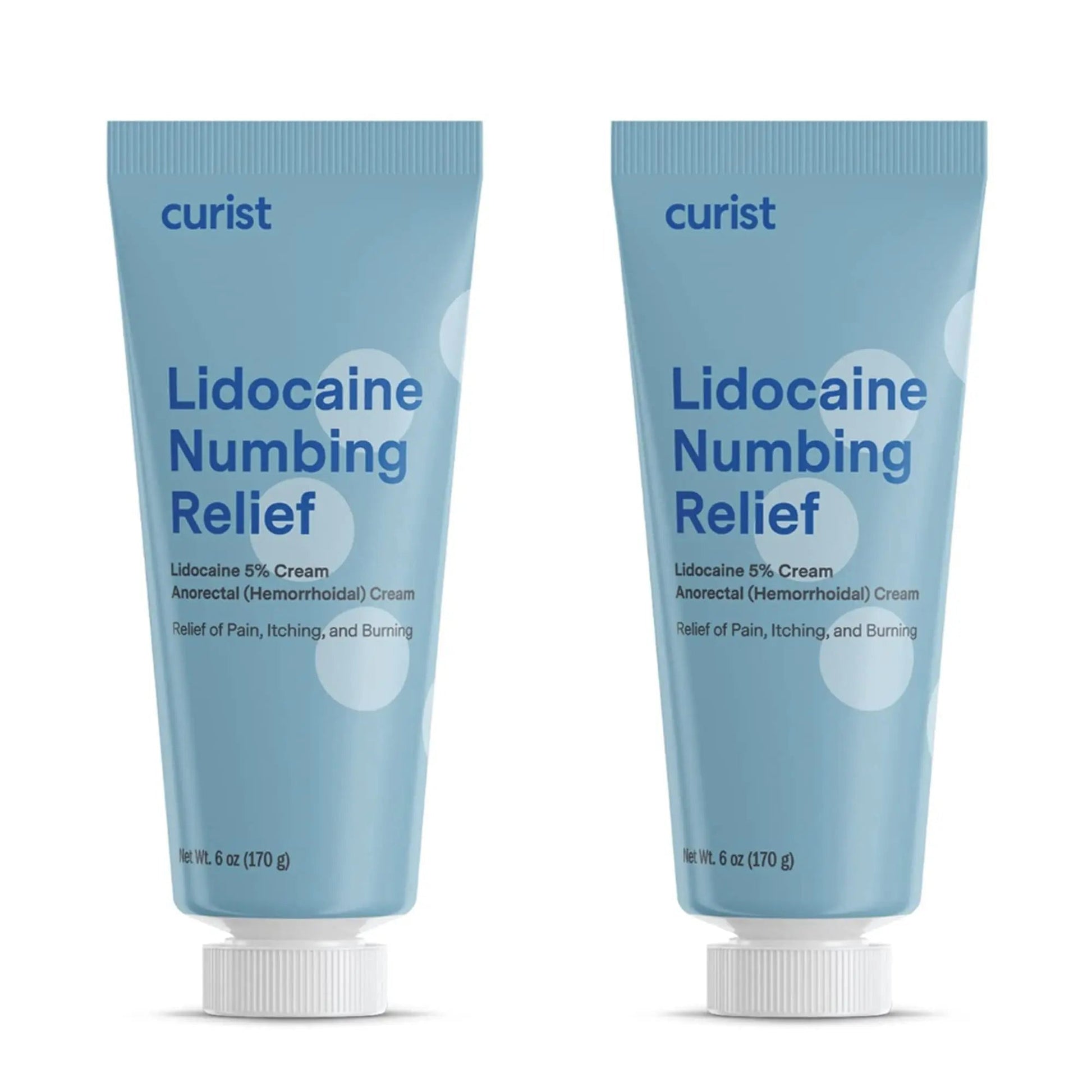 Curist 5% Lidocaine Cream Maximum OTC Strength Topical Pain Relief OTC - 12 oz (Pack of 2) XL Tube 5 Percent Lidocaine Numbing Cream to Numb Effectively (2 Pack - 6 oz Tube) - Maple Wellness Supplements
