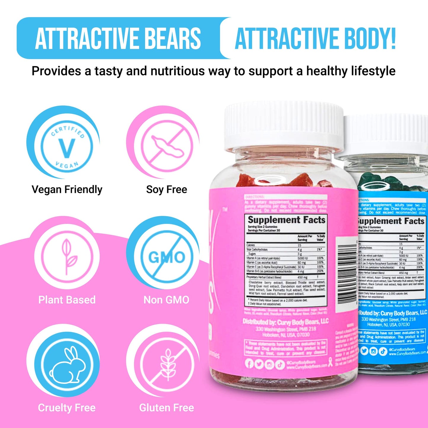 Curvy Body Bears Gummies Combo Pack - Chest and Bum Gummies - Workout Aid - Maple Wellness Supplements