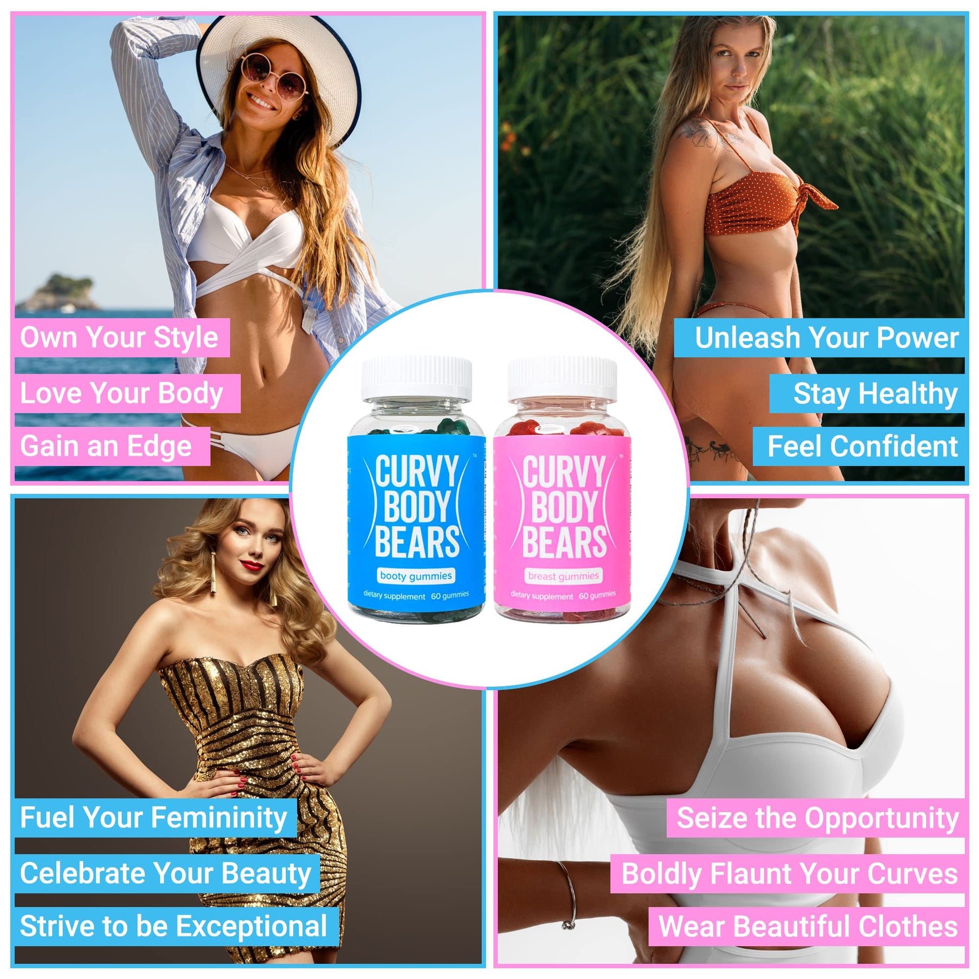 Curvy Body Bears Gummies Combo Pack - Chest and Bum Gummies - Workout Aid - Maple Wellness Supplements