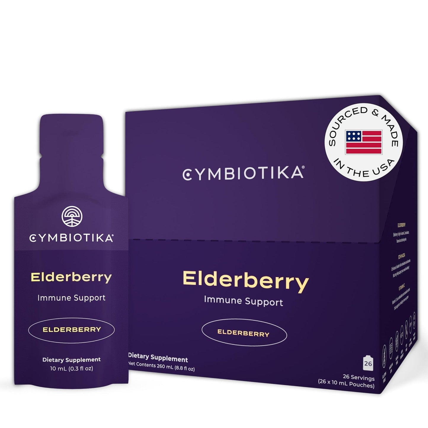 CYMBIOTIKA Adults Elderberry Boost Supplement – Organic Elderberry with Vitamin E for Immune Support – Gluten-Free, Vegan, Keto (Pack of 26) - Maple Wellness Supplements