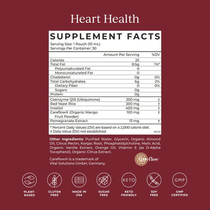 CYMBIOTIKA Heart Health Supplement with CoQ10, Red Yeast Rice & Inositol, Gluten Free Supplements to Support Circulation & Aging, Organic Orange Cream Flavor, 30 Pack - Maple Wellness Supplements