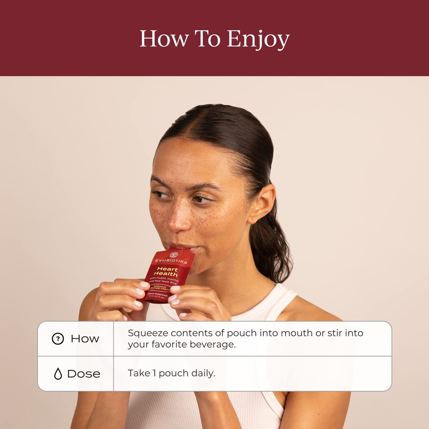 CYMBIOTIKA Heart Health Supplement with CoQ10, Red Yeast Rice & Inositol, Gluten Free Supplements to Support Circulation & Aging, Organic Orange Cream Flavor, 30 Pack - Maple Wellness Supplements