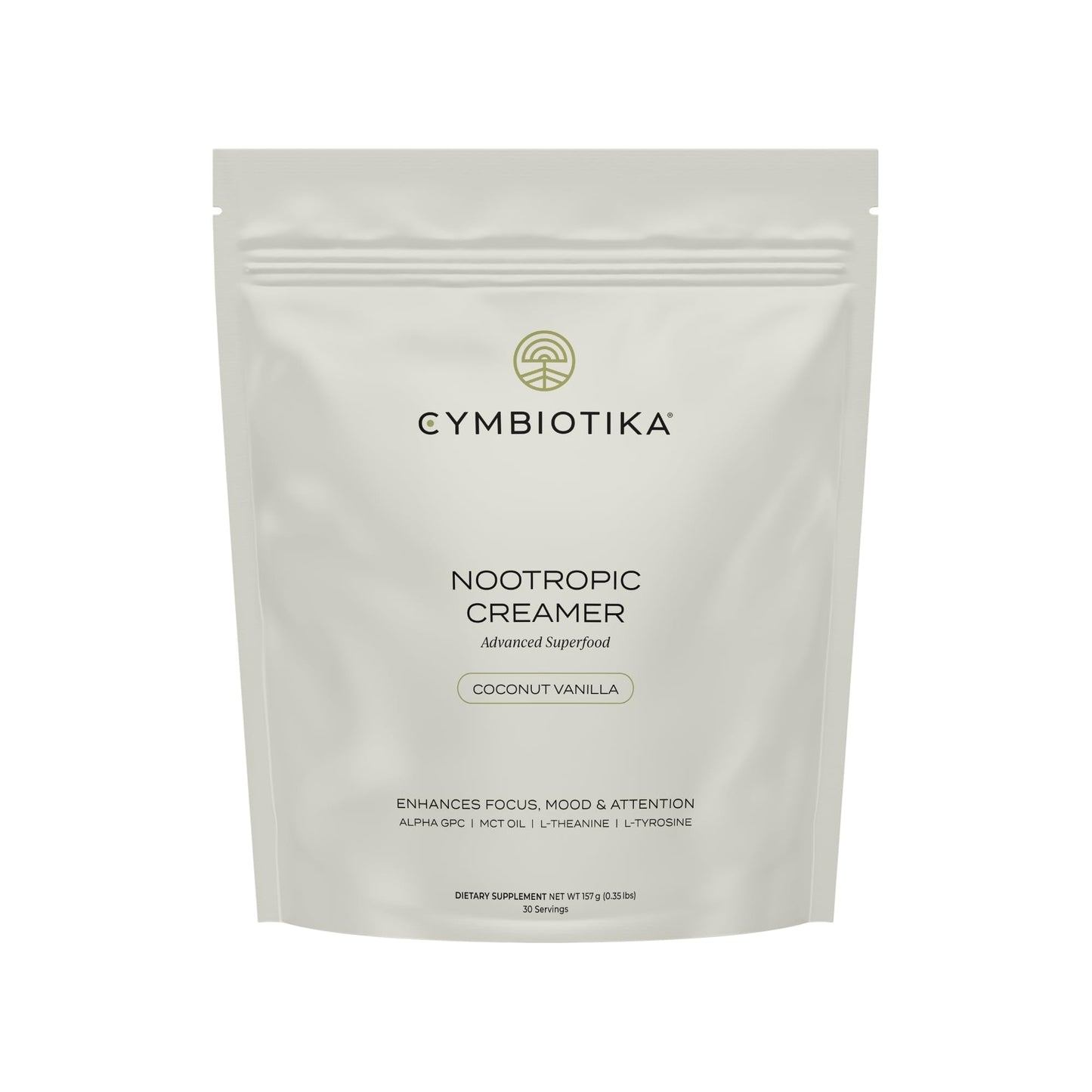 CYMBIOTIKA Nootropic Creamer – MCT Oil, Alpha GPC, L-Theanine – Keto, Vegan, Sugar-Free Coffee Creamer for Focus, Energy & Mental Clarity – Coconut Vanilla Flavor, 30 Servings - Maple Wellness Supplements