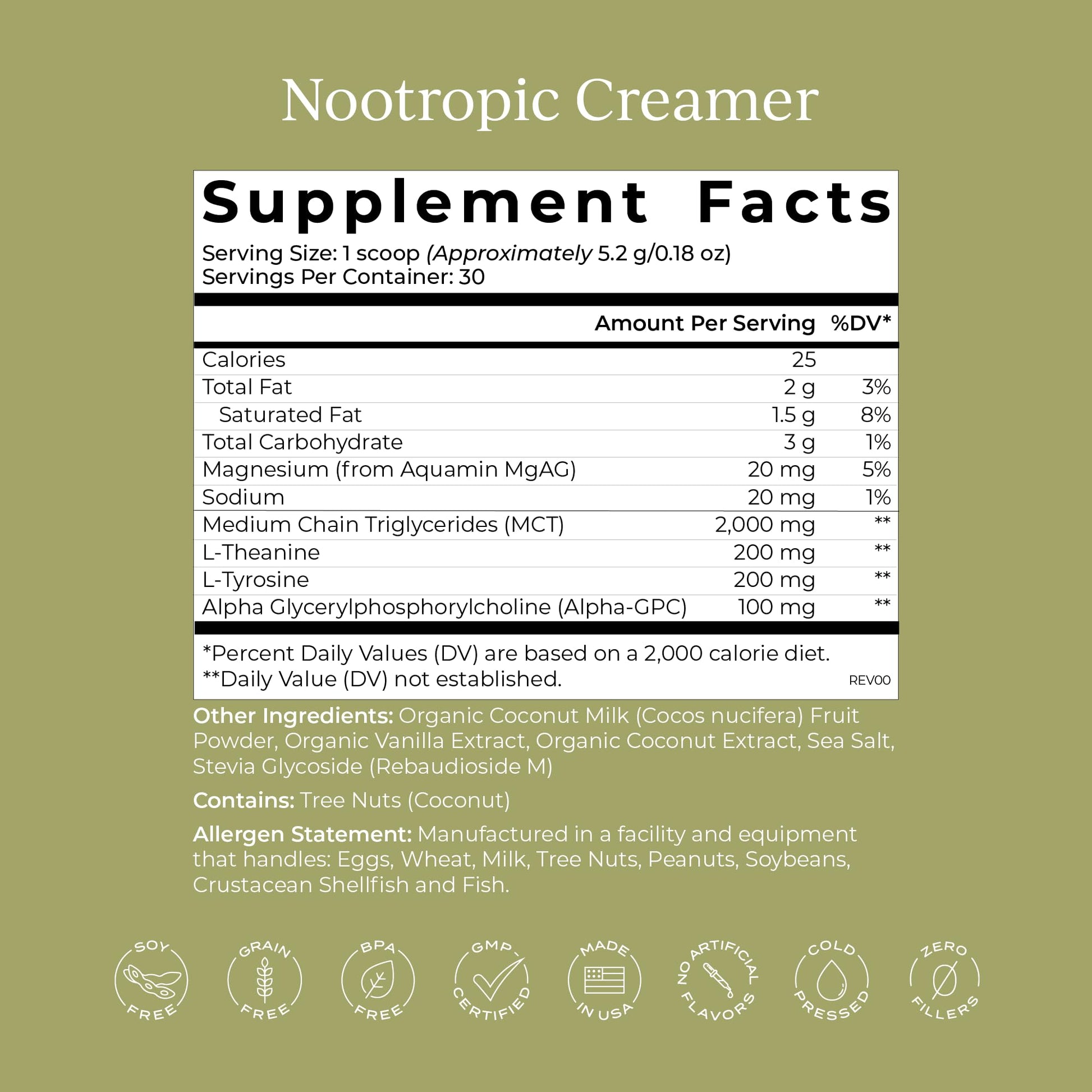 CYMBIOTIKA Nootropic Creamer – MCT Oil, Alpha GPC, L-Theanine – Keto, Vegan, Sugar-Free Coffee Creamer for Focus, Energy & Mental Clarity – Coconut Vanilla Flavor, 30 Servings - Maple Wellness Supplements