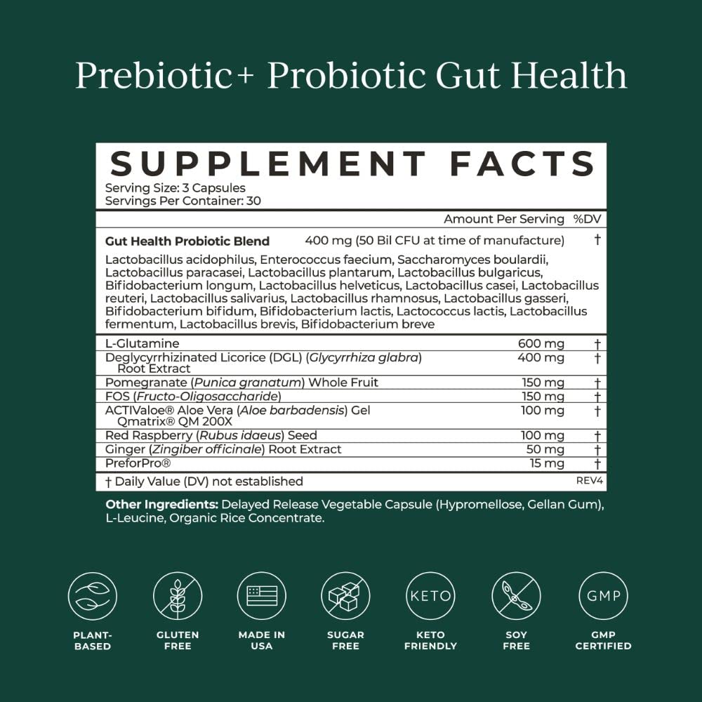 CYMBIOTIKA Probiotic + Prebiotic, 60 Billion CFU - 19 Strains, Gut Health Supplement for Women & Men, Immune Support, Digestive Health, & Gut Balance, 90 Capsules, 1 Month Supply, Made in USA - Maple Wellness Supplements