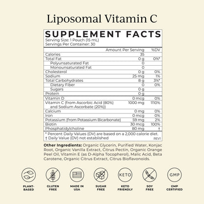 CYMBIOTIKA Vitamin C Individual Packets, Liposomal Delivery, Supplement for Immune Support, Collagen Boost, & Healthy Aging - Maple Wellness Supplements