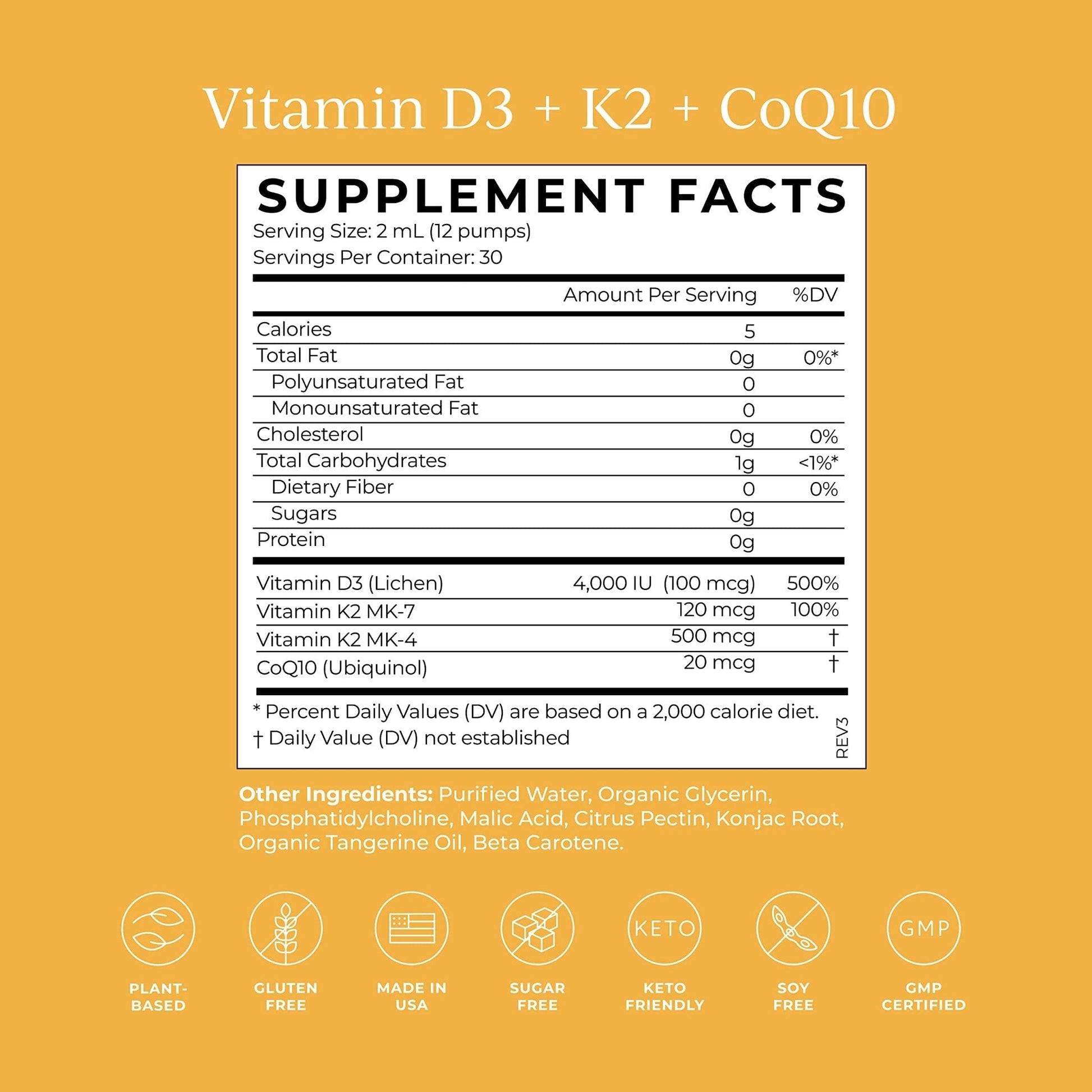 CYMBIOTIKA Vitamin D3 + K2 + CoQ10 Liquid, Vitamin D Supplement for Immune Support, Heart Health & Bone Health, Energy Booster, Liposomal Delivery, Vegan, Keto Ingredients, Tangerine Flavor - Maple Wellness Supplements