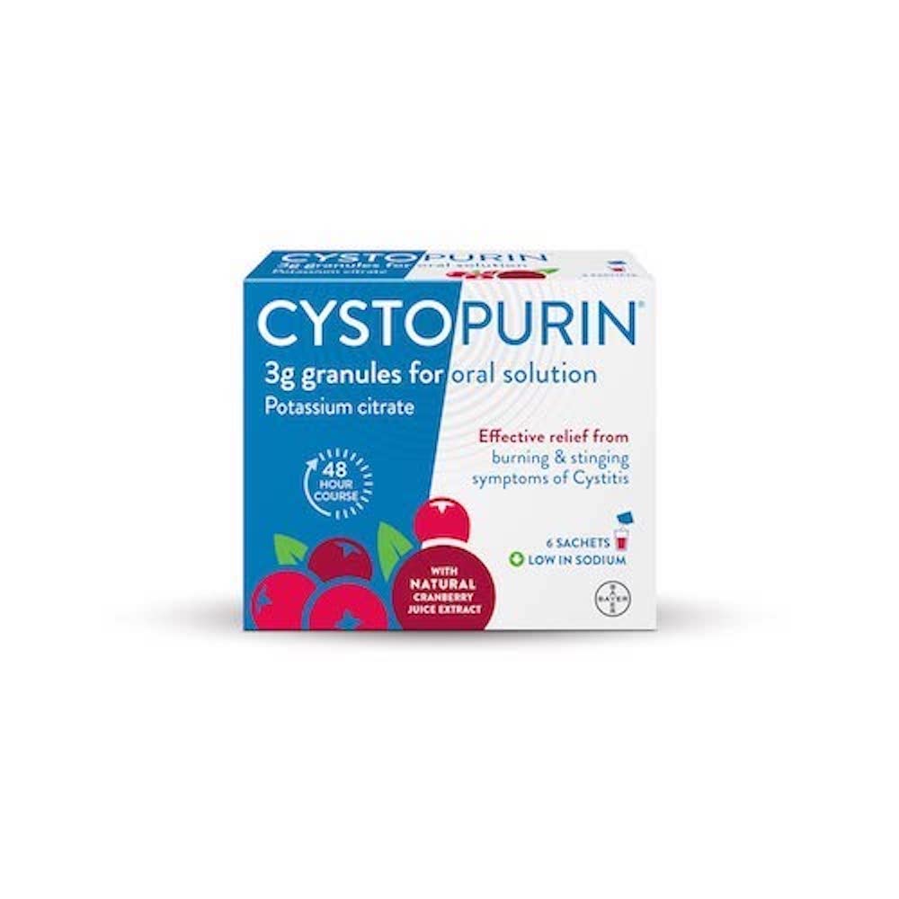 Cystopurin Cystitis Relief, Cranberry Flavour and Low in Sodium, 6 Sachets - Maple Wellness Supplements