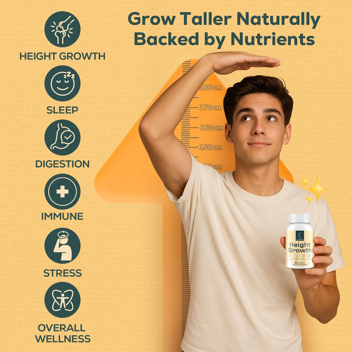 CystoRebalance 25-in 1 Bone Strength Supplement - for Natural Growth, Digestion and Stress - High Absorption - Calcium, Magnesium, Zinc, Ashwaganda and Multivitamins for Age 12+ | 60 Caps - Maple Wellness Supplements