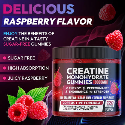 Cytona Creatine Gummies Monohydrate Complex 9000MG, Pre-Workout for Men & Women, Creatine Gummy with L-Taurine, BCAA 2:1, B12/6 for Muscle Support - Maple Wellness Supplements