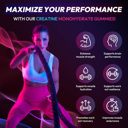 Cytona Creatine Gummies Monohydrate Complex 9000MG, Pre-Workout for Men & Women, Creatine Gummy with L-Taurine, BCAA 2:1, B12/6 for Muscle Support - Maple Wellness Supplements