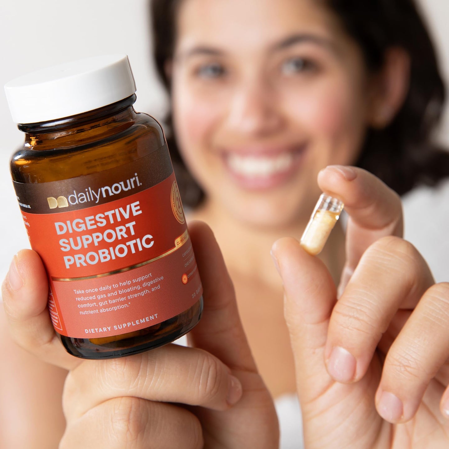 Daily Nouri Digestive Support Probiotics for Women & Men | Bloating & Gas Relief | 3 Clinically Studied Strains + Omega | 30-Day Supply - Maple Wellness Supplements