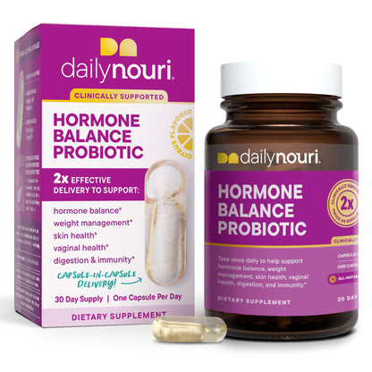 Daily Nouri Hormone Balance Probiotics for Women | Hormonal Balance Support | Vaginal pH + Gut Health | 7 Clinically Studied Strains + Omega | 30-Day Supply - Maple Wellness Supplements
