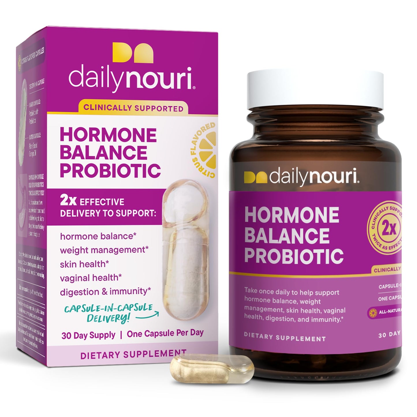 Daily Nouri Hormone Balance Probiotics for Women | Hormone Balance for Women | PMS, Hormonal Acne, & Bloating Support - Maple Wellness Supplements