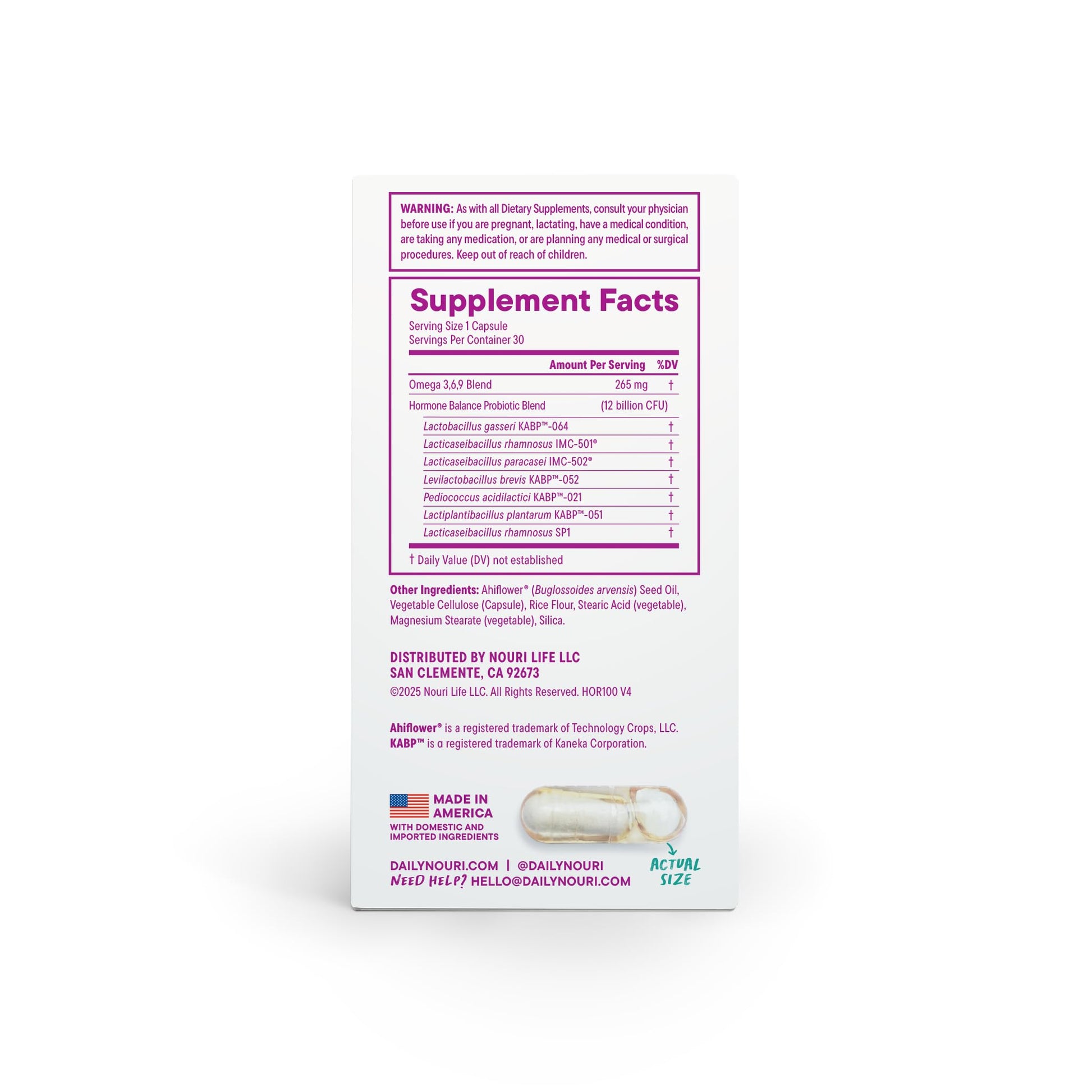 Daily Nouri Hormone Balance Probiotics for Women | Hormone Balance for Women | PMS, Hormonal Acne, & Bloating Support - Maple Wellness Supplements