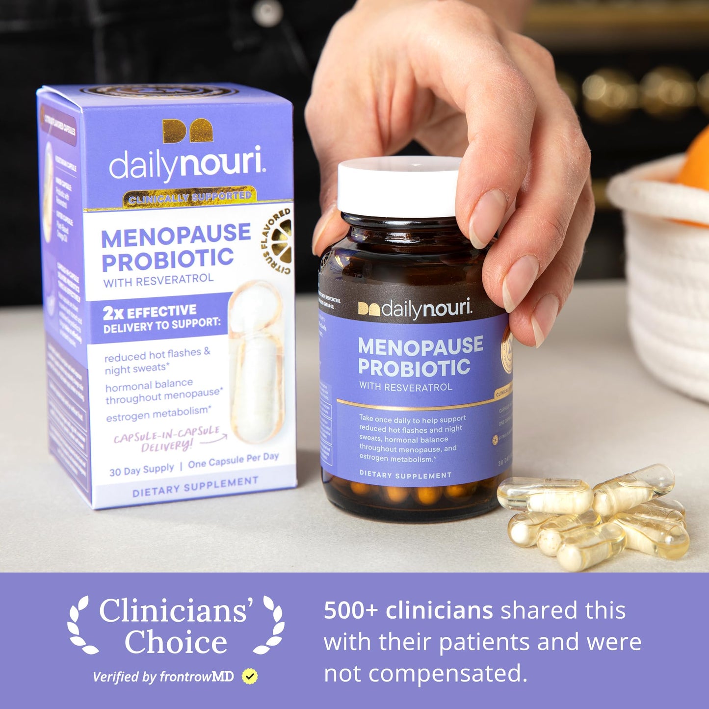 Daily Nouri Menopause Probiotics for Women | Hormonal Balance, Hot Flashes, Night Sweats & Gut Health | 3 Clinically Studied Strains - Maple Wellness Supplements