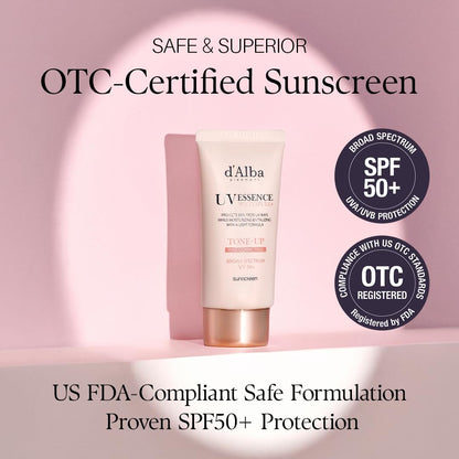 d'alba Piedmont Waterfull Tone-Up Sunscreen Serum BROAD SPECTRUM SPF 50 + Korean Sunscreen for Face, All Skin Tones (1.69 fl.oz.) - Maple Wellness Supplements