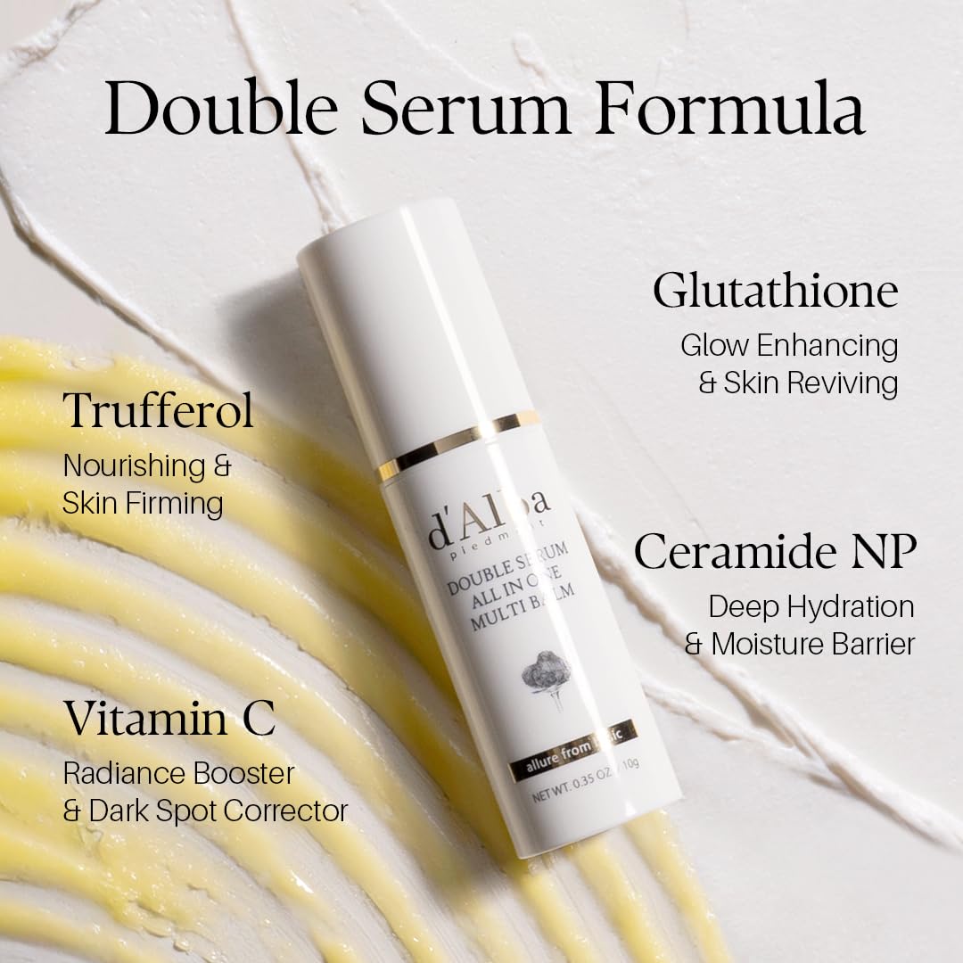 d'alba Piedmont White Truffle Double Serum All-in-one Multi Balm, Stick Balm, Vegan Skincare with Vitamin C and Vegan Collagen - Maple Wellness Supplements
